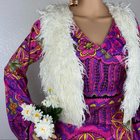 Groovy Hippy Go-Go Psychedelic Neon Mini Dress Costume - Picture 9 of 14